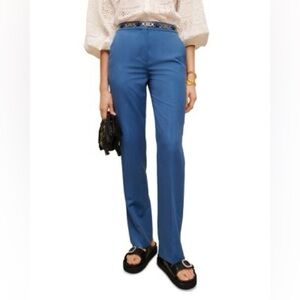 Maje Palex Blue Straight Leg Women's Pants